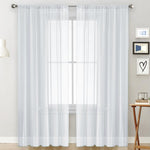 Tende singole trasparenti, filtranti per la luce, con passante per asta, in voile, per finestre., 100x130cm