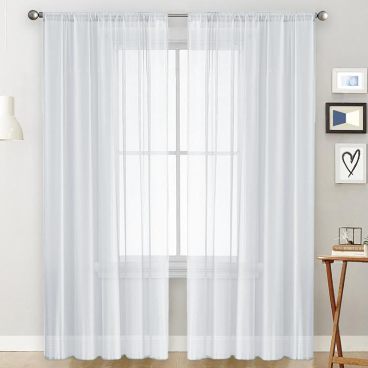 Tende singole trasparenti, filtranti per la luce, con passante per asta, in voile, per finestre., 100x250cm