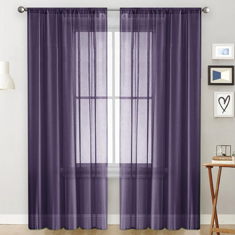 Tende singole trasparenti, filtranti per la luce, con passante per asta, in voile, per finestre., 100x250cm