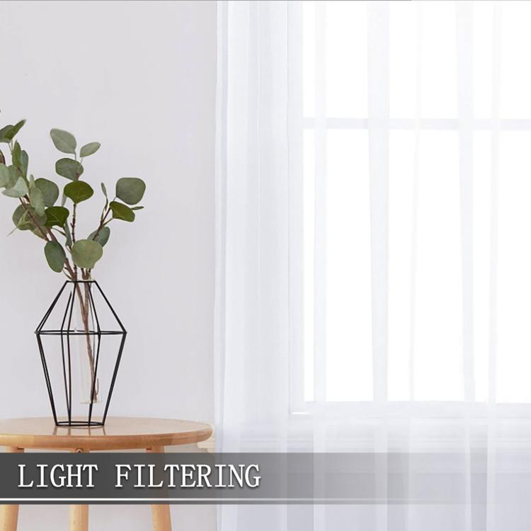 Tende singole trasparenti, filtranti per la luce, con passante per asta, in voile, per finestre., 132x270cm