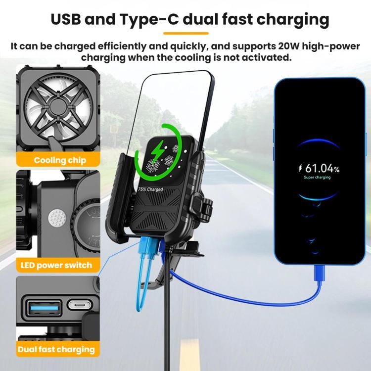 Supporto per telefono per raffreddamento e dissipazione del calore dei semiconduttori per motociclette, Mirror Base