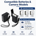 Custodia con caricabatterie 3 in 1 per Ricoh GR3 GR3X DB-110 e Olympus LI-92B