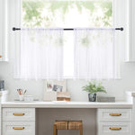 Set di 2 tende a pannello trasparenti per caffè, con passante per asta, tende in voile per finestre piccole, cucina e bagno, 76x60cm, 76x92cm