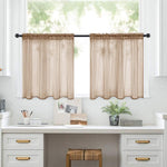 Set di 2 tende a pannello trasparenti per caffè, con passante per asta, tende in voile per finestre piccole, cucina e bagno, 76x60cm, 76x92cm