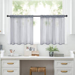 Set di 2 tende a pannello trasparenti per caffè, con passante per asta, tende in voile per finestre piccole, cucina e bagno, 132x46cm