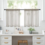 Set di 2 tende a pannello trasparenti per caffè, con passante per asta, tende in voile per finestre piccole, cucina e bagno, 132x46cm