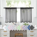 Set di 2 tende a pannello trasparenti per caffè, con passante per asta, tende in voile per finestre piccole, cucina e bagno, 76x60cm, 76x92cm