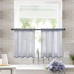 Set di 2 tende a pannello trasparenti per caffè, con passante per asta, tende in voile per finestre piccole, cucina e bagno, 76x60cm, 76x92cm