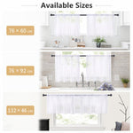 Set di 2 tende a pannello trasparenti per caffè, con passante per asta, tende in voile per finestre piccole, cucina e bagno, 76x60cm, 76x92cm