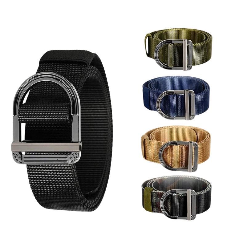 Cintura da uomo in nylon, ideale per lavoro e tempo libero, con fibbia ad anello a D in lega di zinco., 115cm, 125cm, 135cm