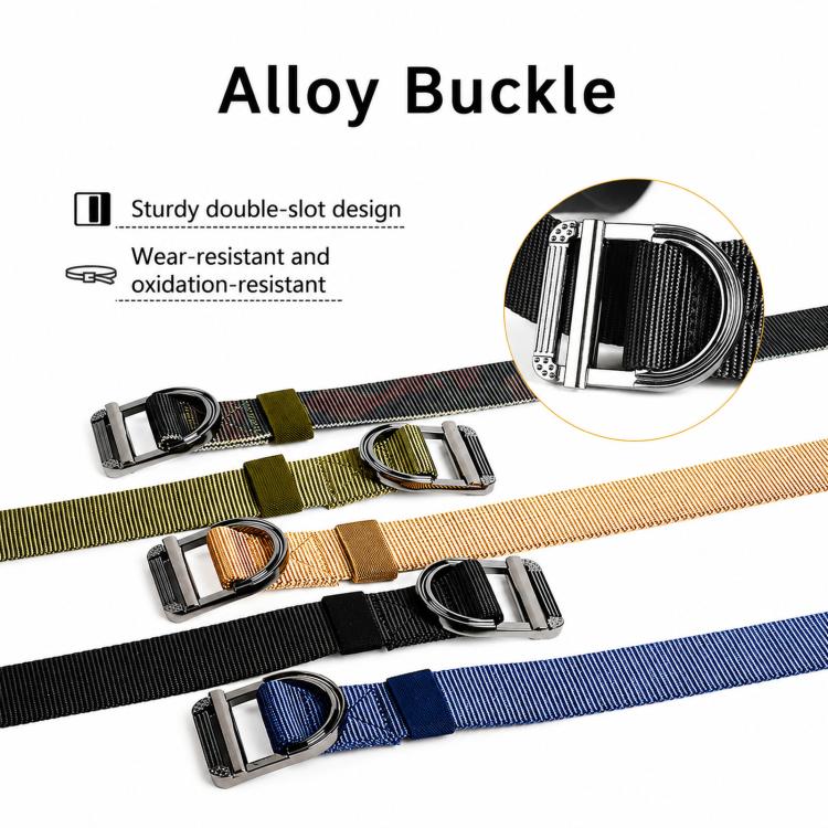 Cintura da uomo in nylon, ideale per lavoro e tempo libero, con fibbia ad anello a D in lega di zinco., 115cm, 125cm, 135cm