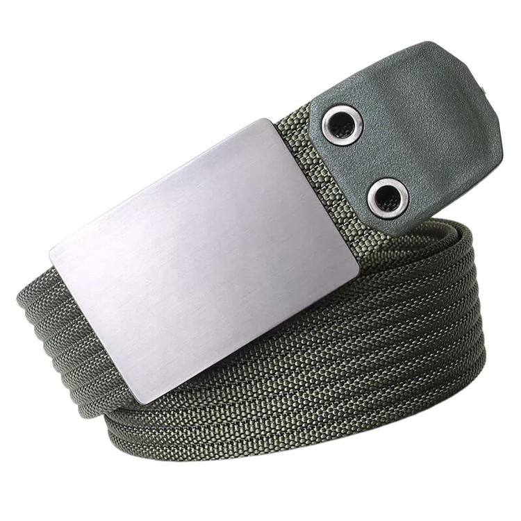 Cintura da uomo in nylon, casual, in tela, da lavoro, con fibbia liscia in lega di zinco., 115cm, 125cm