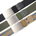 Cintura da uomo in nylon, casual, in tela, da lavoro, con fibbia liscia in lega di zinco., 115cm, 125cm