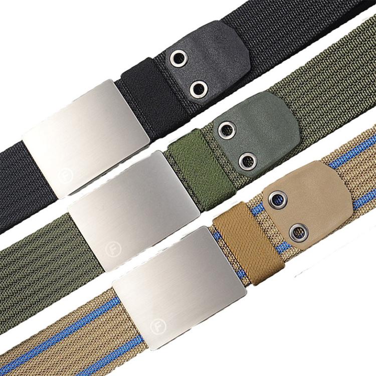 Cintura da uomo in nylon, casual, in tela, da lavoro, con fibbia liscia in lega di zinco., 115cm, 125cm
