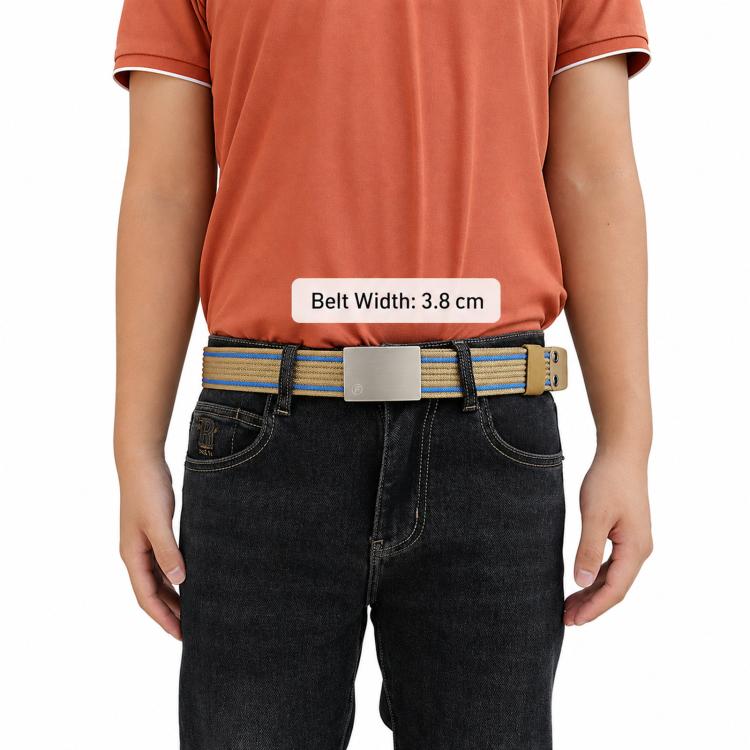 Cintura da uomo in nylon, casual, in tela, da lavoro, con fibbia liscia in lega di zinco., 115cm, 125cm