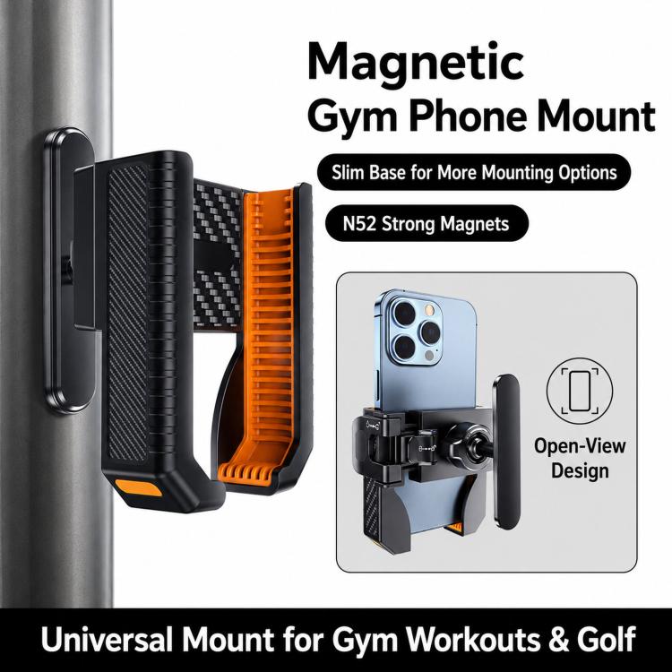 Supporto magnetico per telefono da palestra con clip, girevole a 360 gradi, ideale per l'allenamento., C20C-J6