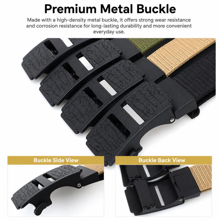 Cintura da uomo casual in tessuto, ideale per lavoro o ufficio, in nylon con fibbia automatica., 105cm, 115cm, 125cm