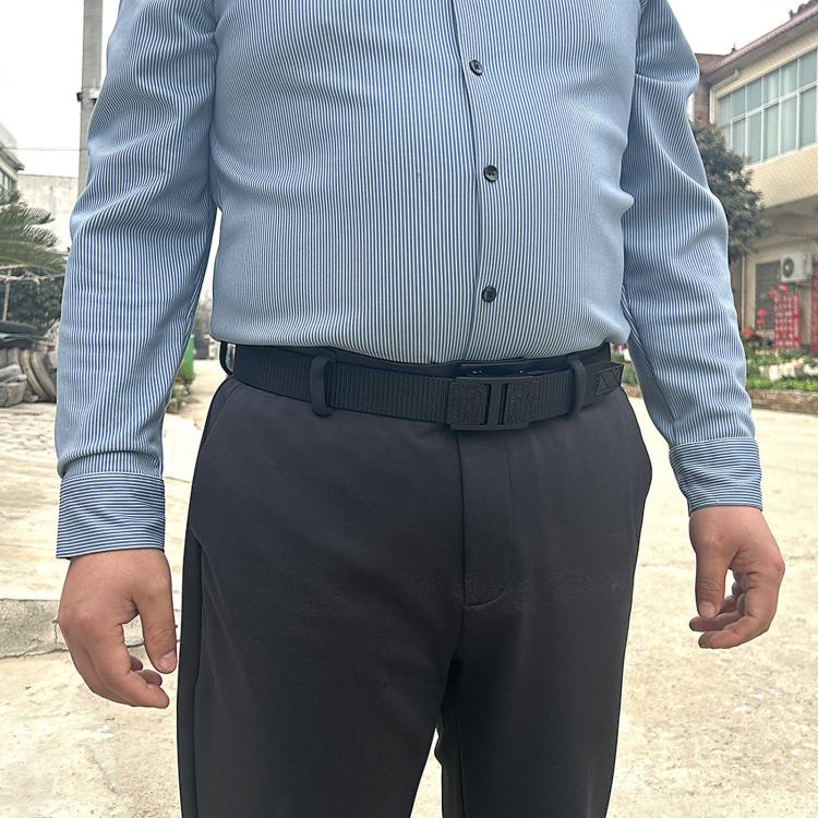 Cintura da uomo casual in tessuto, ideale per lavoro o ufficio, in nylon con fibbia automatica., 105cm, 115cm, 125cm