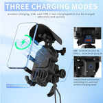 Supporto per telefono da moto con ricarica wireless e porte A+C