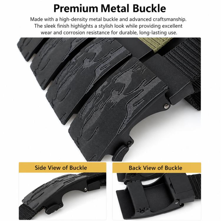 Cintura da uomo con fibbia automatica, cintura in nylon per attività all'aperto, 105cm, 115cm, 125cm