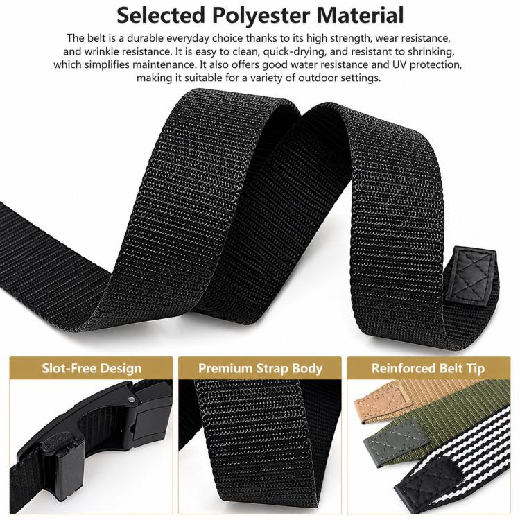 Cintura da uomo con fibbia automatica, cintura in nylon per attività all'aperto, 105cm, 115cm, 125cm