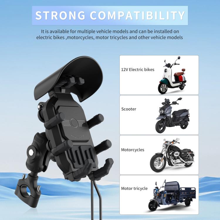 Supporto telefono moto ammortizzante con ricarica wireless 15W