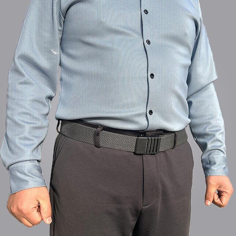Cintura da uomo in nylon con fibbia automatica, ideale per lavoro, tempo libero e abbigliamento in denim., 105cm, 115cm, 125cm