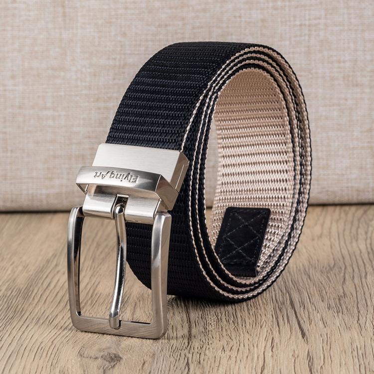 Cintura da uomo casual in nylon con fibbia ad ardiglione girevole a 360 gradi., 105cm, 115cm, 125cm