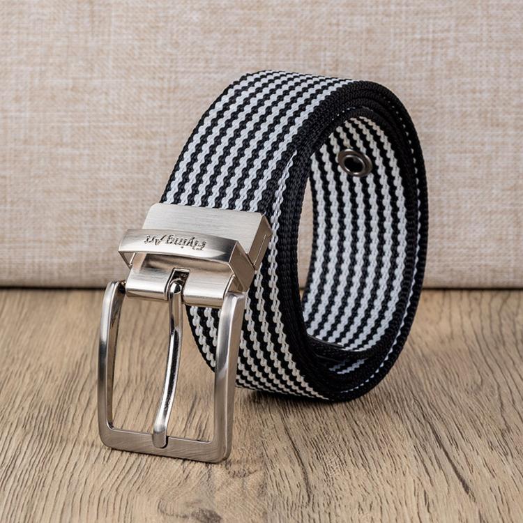 Cintura da uomo casual in nylon con fibbia ad ardiglione girevole a 360 gradi., 105cm, 115cm, 125cm