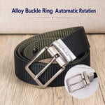 Cintura da uomo casual in nylon con fibbia ad ardiglione girevole a 360 gradi., 105cm, 115cm, 125cm