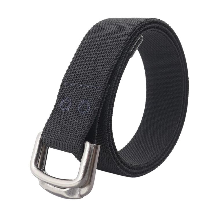 Cintura unisex elastica in nylon, ideale per jeans casual, con doppia fibbia in lega., 105cm, 115cm, 125cm