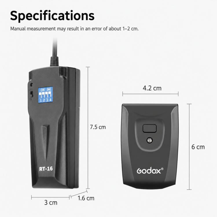 Trigger flash Godox RT16 per studio fotografico, fotocamera DSLR, controllo remoto e sincronizzazione wireless., Transmitter, Receiver, Transmitter+Receiver, Transmitter+2 Receiver, Transmitter+3 Receiver