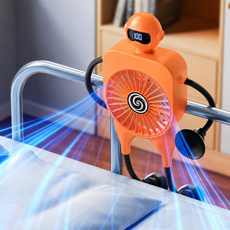 Ventilatore robot da tavolo F17 con display digitale intelligente e ventosa, 100 livelli di velocità.