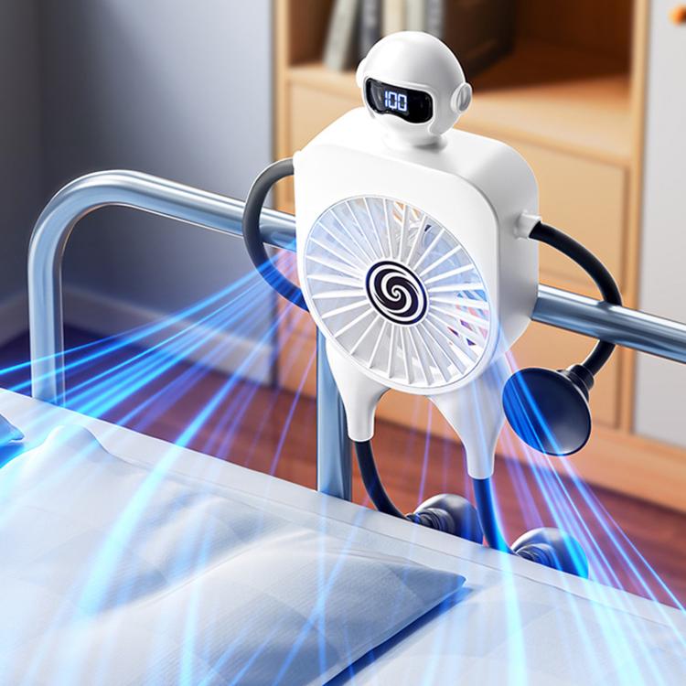 Ventilatore robot da tavolo F17 con display digitale intelligente e ventosa, 100 livelli di velocità.