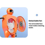 Ventilatore robot da tavolo F17 con display digitale intelligente e ventosa, 100 livelli di velocità.