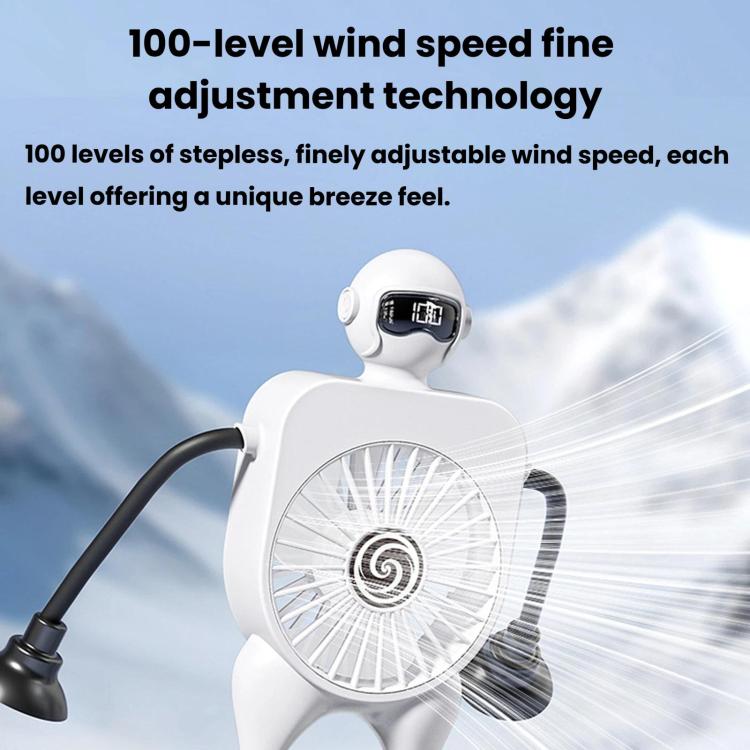 Ventilatore robot da tavolo F17 con display digitale intelligente e ventosa, 100 livelli di velocità.