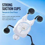 Ventilatore robot da tavolo F17 con display digitale intelligente e ventosa, 100 livelli di velocità.