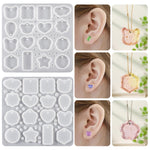 Stampo in silicone a 16 cavità per resina, ideale per la creazione di gioielli, orecchini, ciondoli e altri oggetti di diverse forme, con fori.