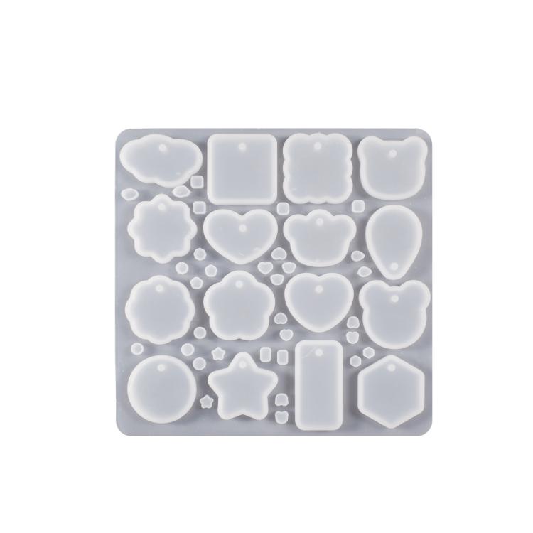 Stampo in silicone a 16 cavità per resina, ideale per la creazione di gioielli, orecchini, ciondoli e altri oggetti di diverse forme, con fori.