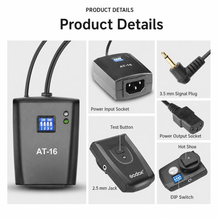 Ricevitore flash wireless Godox AT-16 a 16 canali, trigger universale per fotocamera., Transmitter, Receiver, Transmitter+Receiver, Transmitter+2 Receiver, Transmitter+3 Receiver