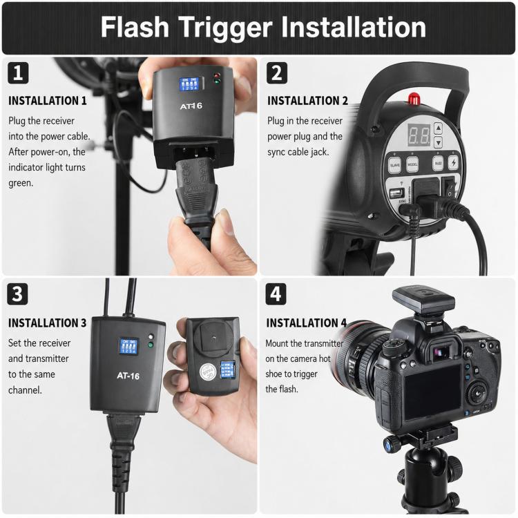 Ricevitore flash wireless Godox AT-16 a 16 canali, trigger universale per fotocamera., Transmitter, Receiver, Transmitter+Receiver, Transmitter+2 Receiver, Transmitter+3 Receiver