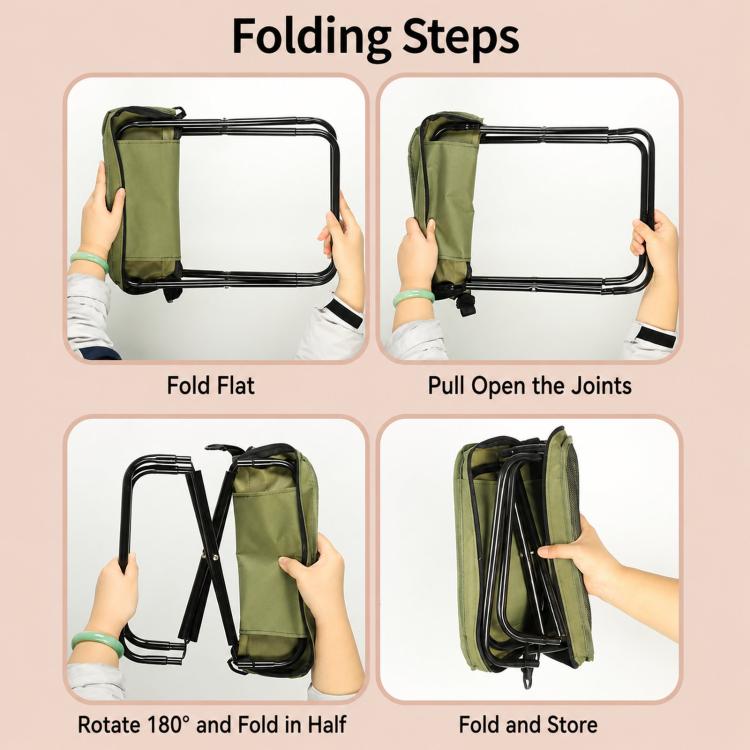 BK-011 Borsa a tracolla pieghevole da esterno, sgabello portatile, sedia pieghevole semplice, Khaki Small, Khaki Large, Green Small, Green Large, Black Small, Black Large