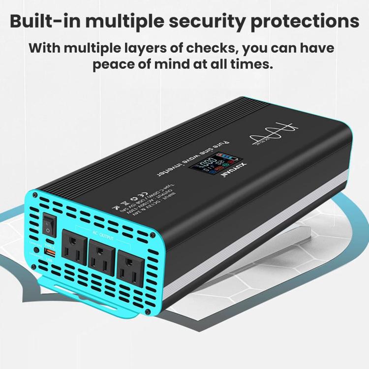 Inverter a onda sinusoidale pura XUYUAN da 12V/24V a 110V, spina USA, 800W, 1400W, 2000W, 3000W