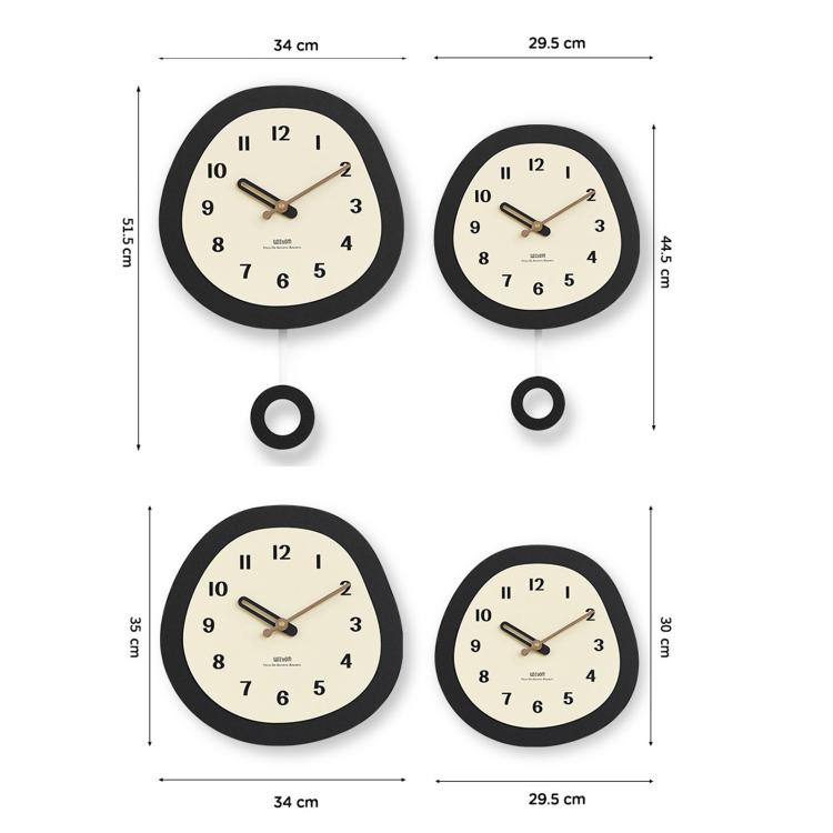 wozoom Orologio da parete ovale moderno, silenzioso, senza ticchettio, con pendolo in legno di noce, orologio decorativo, Minimalist Medium, Minimalist Large, Swinging Medium, Swinging Large