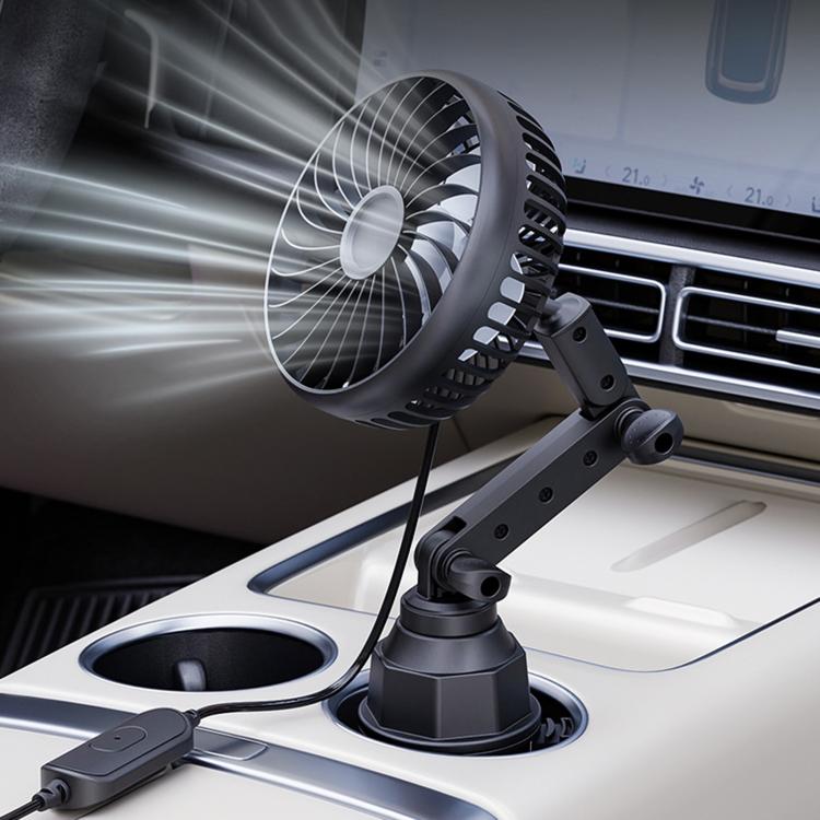 Ventilatore auto SHUNWEI 12V/24V con porta USB e portabicchieri