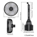 Ventilatore per auto SHUNWEI 12V/24V con portabicchieri e porta USB, testa singola, SD-2701