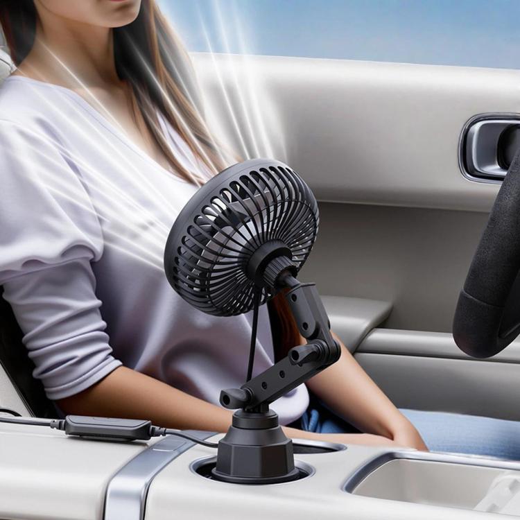 Ventilatore per auto SHUNWEI 12V/24V con portabicchieri e porta USB, testa singola, SD-2701
