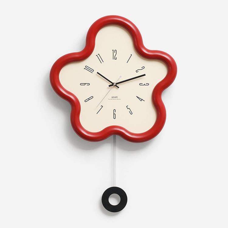 Orologio da parete Wozoom a forma di fiore, silenzioso, in stile crema, decorativo., Minimalist Beige, Minimalist Red, Swing Red With Second Hand, Swing Beige, Swing Red, Swing Green