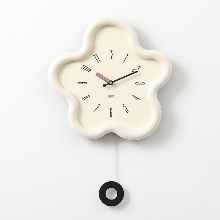 Orologio da parete Wozoom a forma di fiore, silenzioso, in stile crema, decorativo., Minimalist Beige, Minimalist Red, Swing Red With Second Hand, Swing Beige, Swing Red, Swing Green