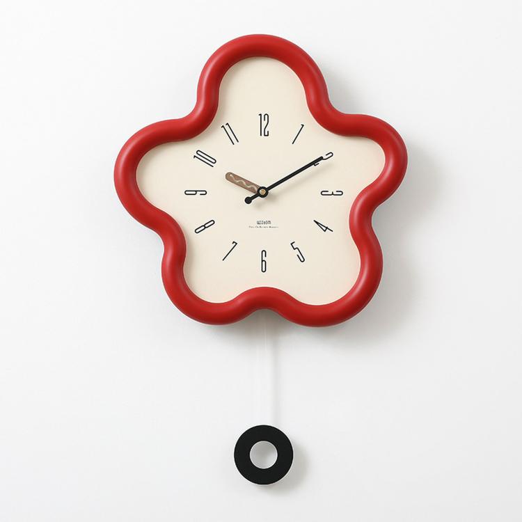 Orologio da parete Wozoom a forma di fiore, silenzioso, in stile crema, decorativo., Minimalist Beige, Minimalist Red, Swing Red With Second Hand, Swing Beige, Swing Red, Swing Green